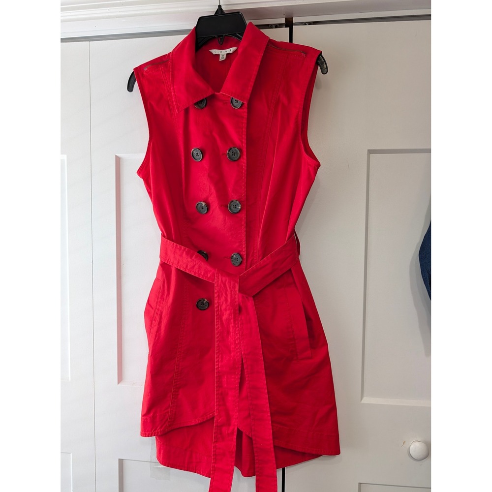 Cabi Red Sleeveless Double Breasted Trench Dress with Belt Style 334 Size 10